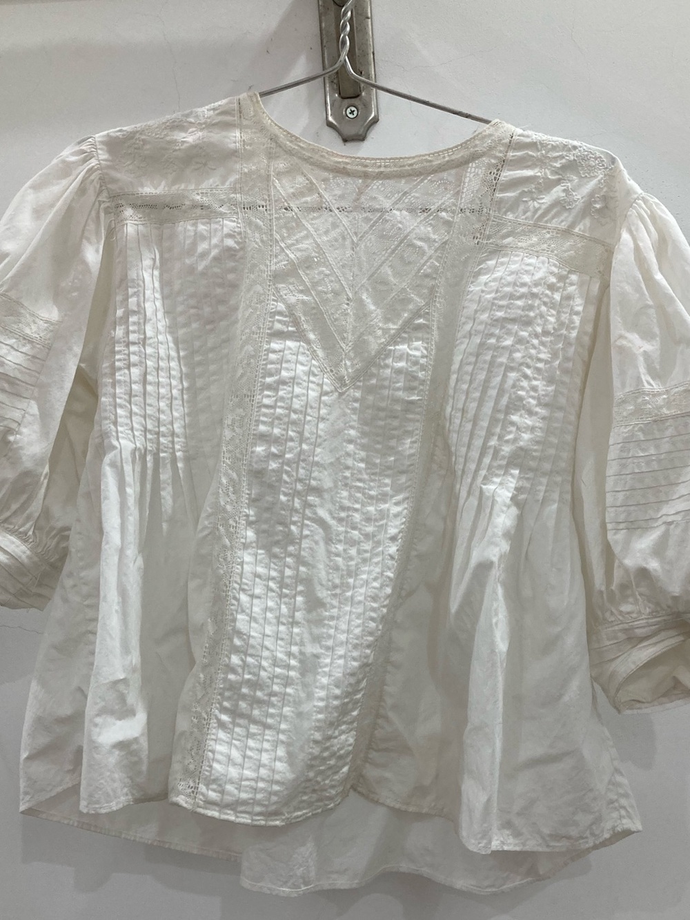 White Women's Pintuck Lace Blouse